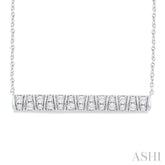 1/2 ctw Ribbed Trapezoid Motif Bar Round Cut Diamond Necklace in 14K White Gold